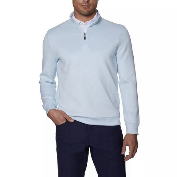 Hickey Freeman Light Blue Quarter Zip Up Long Sleeve Sweater Men’s Size Large - Picture 1 of 7